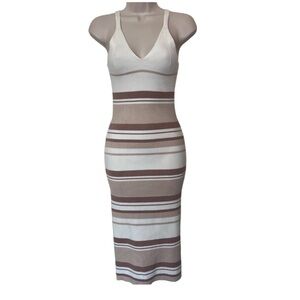 Willow & Wind Striped Knit Body con Dress Small